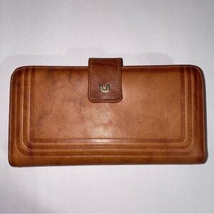 Vintage Baronet Brown Leather Wallet 270 Gold Hardware Large Retro Tooled